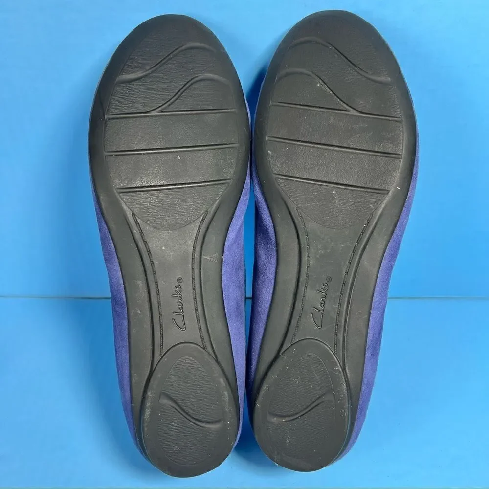 Clarks Bendables‎ Womens Poem Gloss Flats in Blue Suede 9.5M